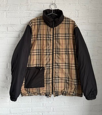 Vintage Burberry nova check reversible puffer jacket men's size XL