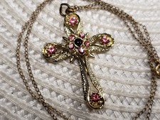 Vintage Necklace Medal Pendant Stanhope Cross Religious Christian Gift B80