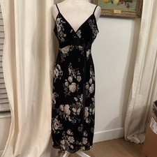 Vintage California Dynasty slip floral sheer black adjustable straps sleep gown