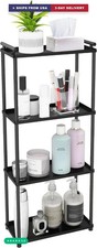 Matte Black 4 Tier Bathroom Organizer Countertop, Stainless Steel Perfume Tray a