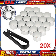 20tlg Chrom Kappen 17mm für Radbolzen Radschrauben Radmuttern mit ABZIEHER
