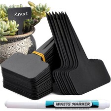 100 Stk Pflanzschilder Kunststoff wetterfest 6x10cm T-Form schwarz Garten