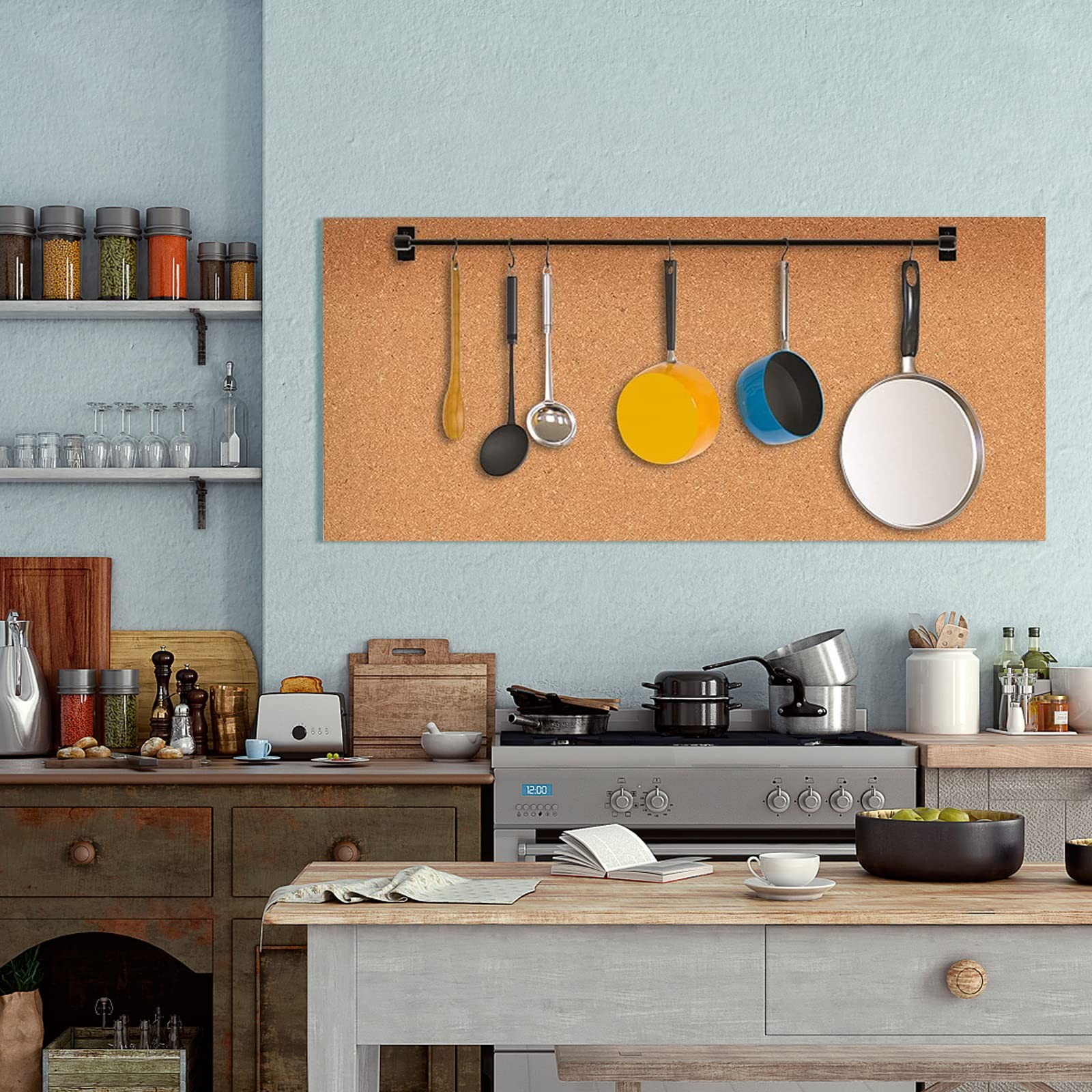 Self-Adhesive Cork Board Roll 47x16 inch 1/8 Thick Bulletin Board Sheet