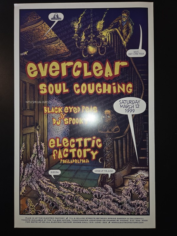 EVERCLEAR /SOUL COUGHING /BLACK EYED PEAS 1999 PHILADELPHIA CONCERT TOUR POSTER
