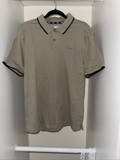 DKNY Men  s Polo Shirt   Size Add Size   Tan/Khaki w/ Black Trim