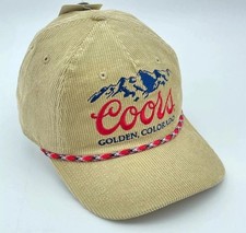 COORS Corduroy Snapback Hat Cap Golden Colorado Mens Khaki Beige Rope Retro NEW