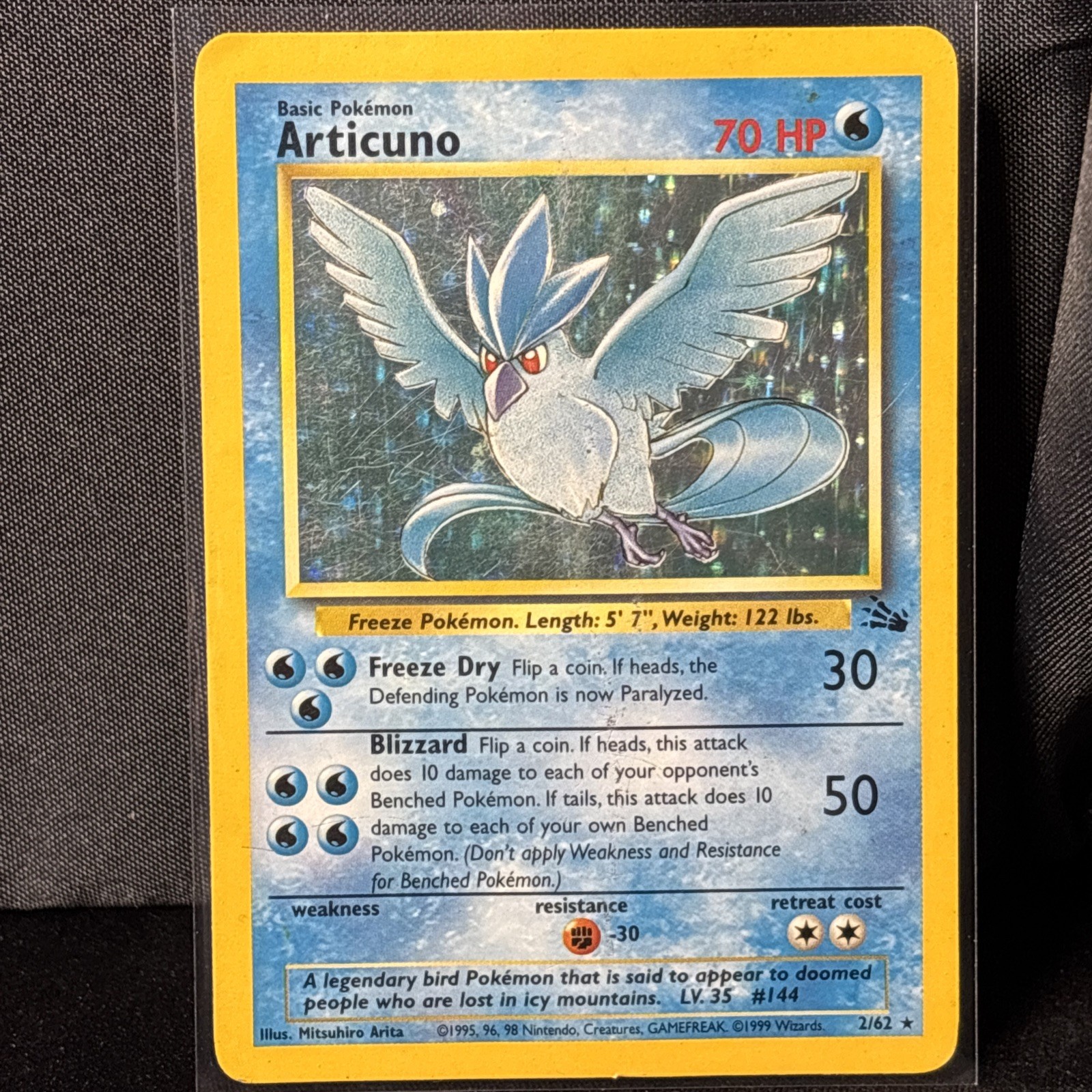 Pokemon Card Fossil Set Holo Articuno 2/62 WOTC
