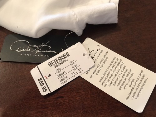 DIANE GILMAN brand, Sz Small, White Rayon (Lyocell), Blouse w/Cap Sleeves. NEW. - Picture 5 of 6