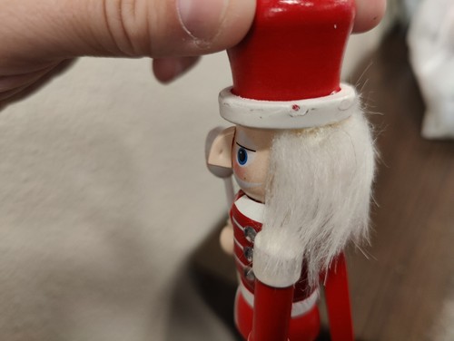 Mini Christmas Red Nutcracker Soldier w/Lollipop Staff - Hand Painted -Wood - Picture 5 of 7