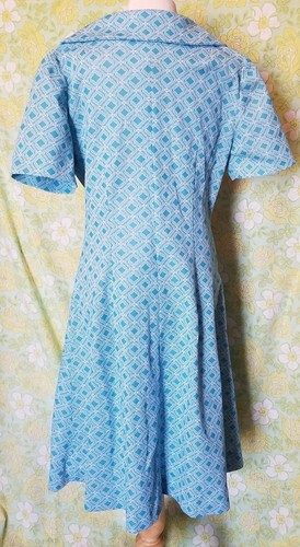 Short Sleeve Summer Dress Diamond Print Textured Polyester Waitress Uniform L/38 - Picture 7 of 9