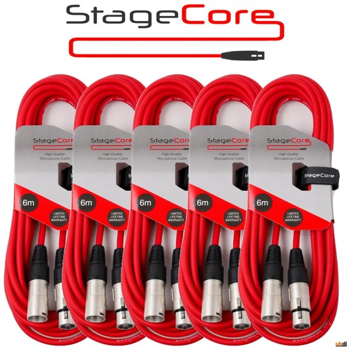 5 Pack Stagecore 6m Male to Female Balanced XLR Microphone Cables - Mic Leads - Picture 3 of 7