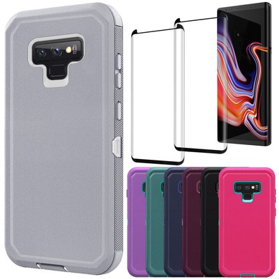 For Samsung Galaxy Note9 Rugged Hybrid Protective Case Cover w/ Tempered Glass