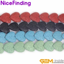 27mm Assorted Color Heart Volcanic Lava Stone Beads Jewelry Making Strand 15pcs