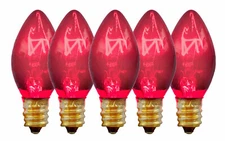 C-9 PINK LIGHT BULBS - BRAND NEW 1 BOX OF 25 E17 TRANSPARENT INCANDESCENT 7 WATT