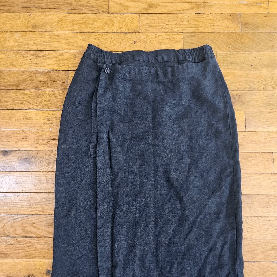Eskandar Size 0 Linen Maxi Skirt Black - Image 3 of 4