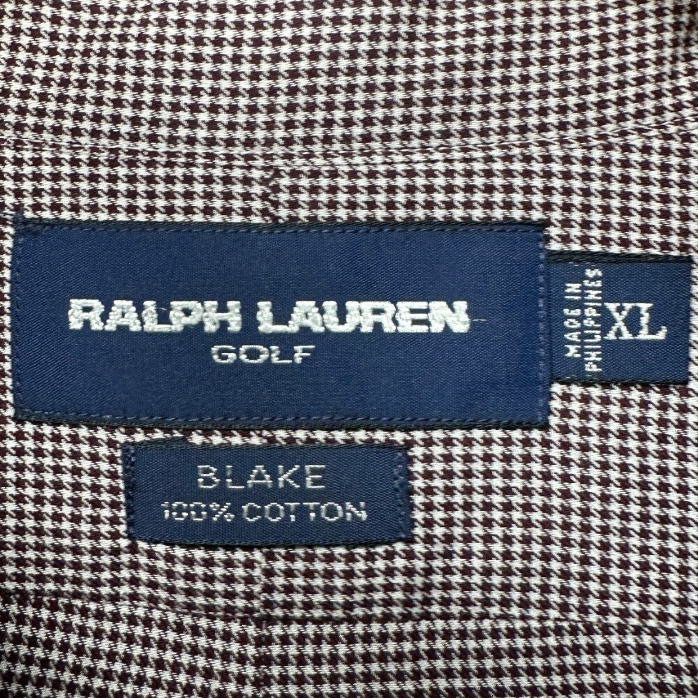 Ralph Lauren Golf Blake camicia abbottonata uomo XL marrone bianco pied de poule pony