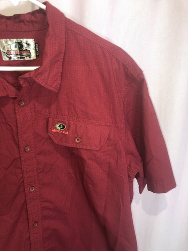 Mossy Oak XL Top Shirt Burgundy Red Casual Button-Down Pocket Cotton Blend B13 - Picture 6 of 11