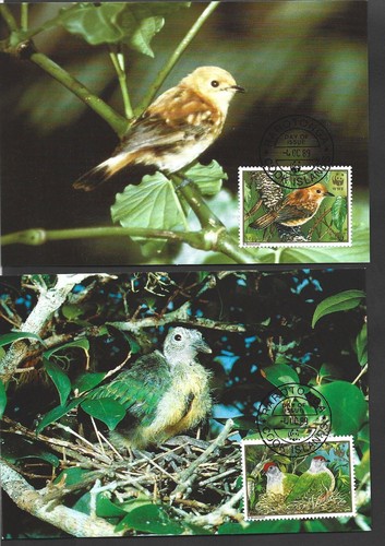 COOK ISLANDS GENUINE WWF 1989 Endangered Birds of the Cook Islands MAXI SET
