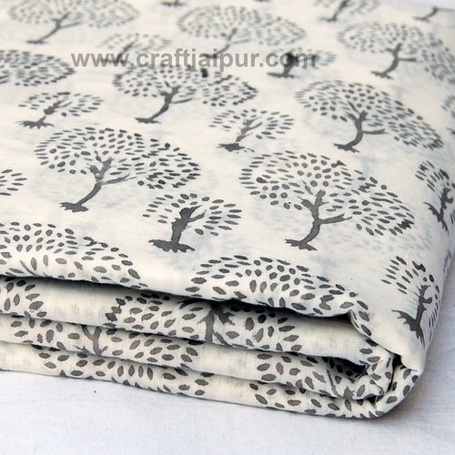 Cotton Voile Palm Tree Hand Block Printed Craft Dress Making Fabric 5 Yard - Picture 3 of 5