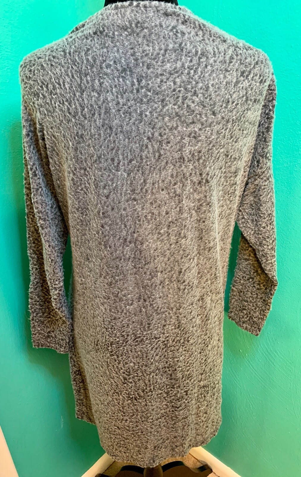 BNWOT WOMENS 14th & UNION CHARCOAL GRAY FUZZY WARM DUSTER CARDIGAN SZE XS PETITE