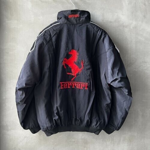 Vintage Black Ferrari F1 Racing Embroidery Jacket UPS Shell Vintage Black Ferrari F1 Racing Embroidery Jacket UPS Shell