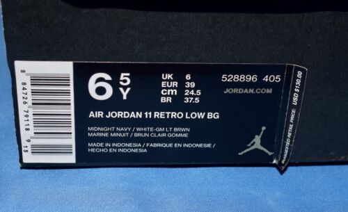 Air Jordan 11 Retro Low BG Size 6.5Y Midnight Navy & White Gum 528896-405 ~W2#13 - Picture 11 of 11