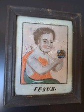 Altes antikes Hinterglasbild Heiligenbild Jesus