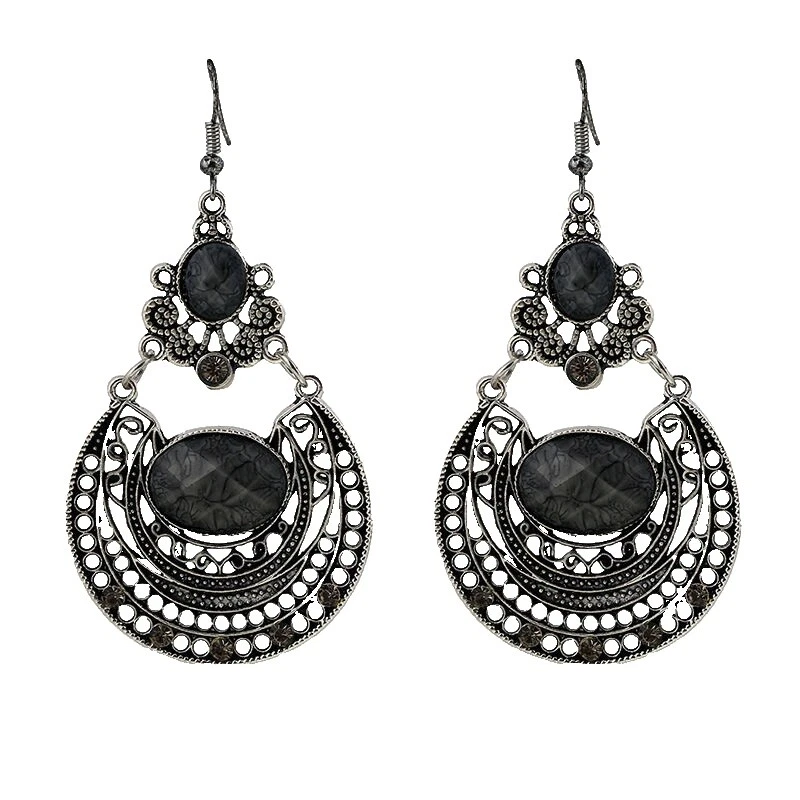 黑色藏银时尚耳环