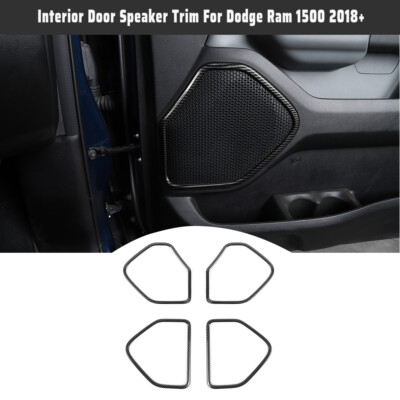 For Dodge Ram 1500 2018+ Carbon Fiber Inner Door Speaker Frame Trim Cover Bezels