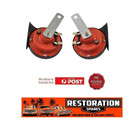 <!--F#f_0-->TWIN DUEL TONE HORNS 12V RED HOUSINGS HOLDEN FORD VALIANT HOTROD CUSTOM LOWRIDER<!--F/-->