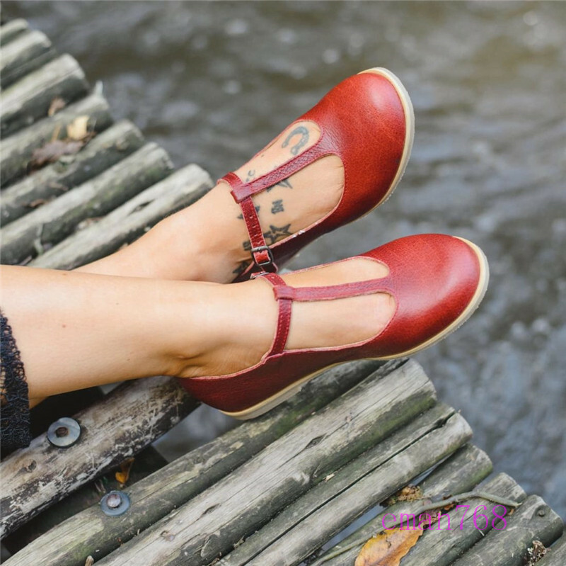 【PORTERNA】Mary strap round toe flat shoes Amazon.com | Women's Soft Leather Mary Jane Flats Vintage