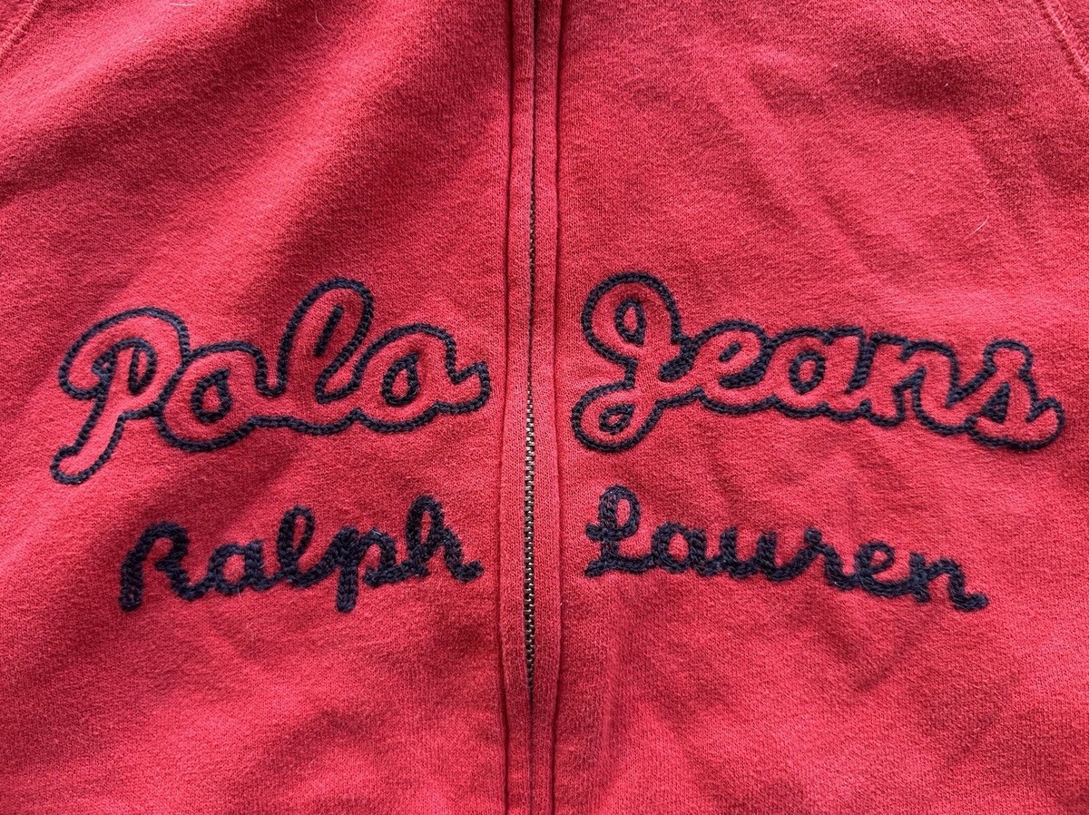 Vintage Polo Jeans Co Ralph Lauren Red Embroidered Mock Neck