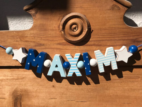 "MAXIM" NAME CHAIN MARITIME CHILDREN'S ROOM WOODEN LETTERS BIRTHDAY BAPTISM DECORATION - Picture 1 of 1