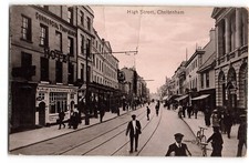 1915 postcard High Street Cheltenham animated Hotel BU177