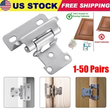 1/2" Overlay Semi Partial Wrap Around Kitchen Cabinet Hinges Silver w/Screws Lot