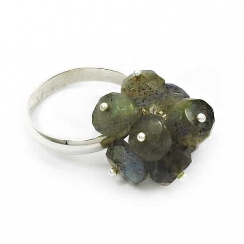 Natural Labradorite Gemstone 925 Sterling Silver Elegant Cocktail Rings Size 6 - Picture 25 of 26