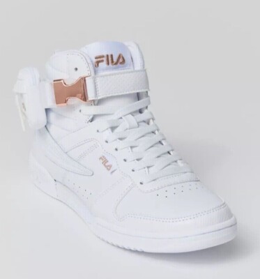 NWB Fila F-14 Minibag Leather High Top Sneaker - White/Rose