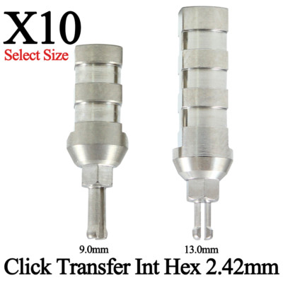 10pcs Dental Click Transfer Int Hex 2.42mm Titanium Lab Closed Tray Ø4.5mm