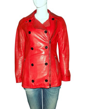 Veste En Cuir Rouge LA FERIA Taille 38 - Occasion Très Bon état