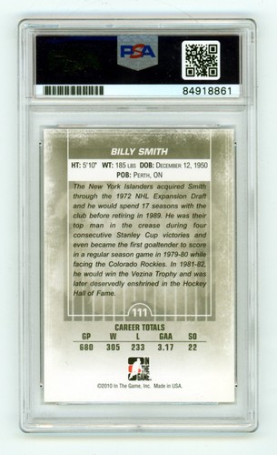 Billy Smith 2010-11 In the Game 111 Greats of the Game Signed PSA Authentic Auto - Picture 2 of 2