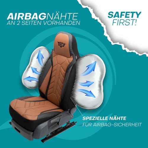 Fundas de asiento de autocaravana Pilot adecuadas para Amadeus 5000 alcoba 640 (negro-marrón) - Imagen 9 de 12