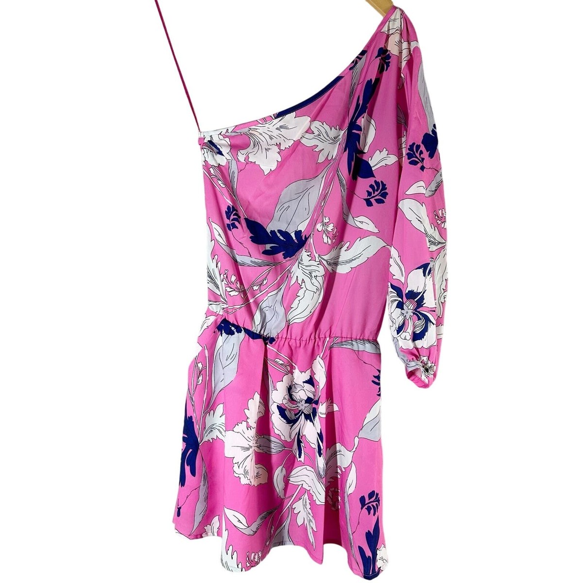 Yumi Kim One Shoulder Pink Floral Mini Dress Size XS