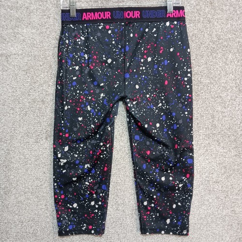 Under Armour Leggings Girls XL Multicolored Elastic Waist Sporty Splash Paint - Picture 2 of 9