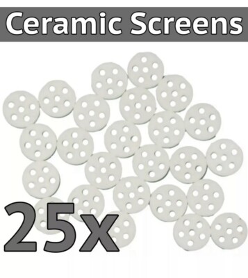 (25 Pack) Ceramic Honeycomb Tobacco Pipe/Bowl Screen Filter (8mm)