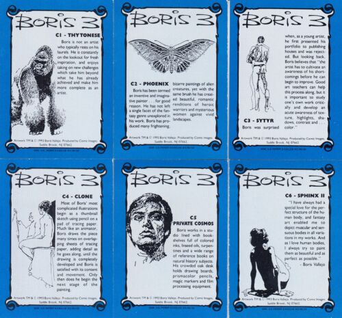 Boris Vallejo 3 1993 Imágenes de Cómic Completo Cromo Inserto Juego de Tarjetas C1 - C6 - Imagen 2 de 2