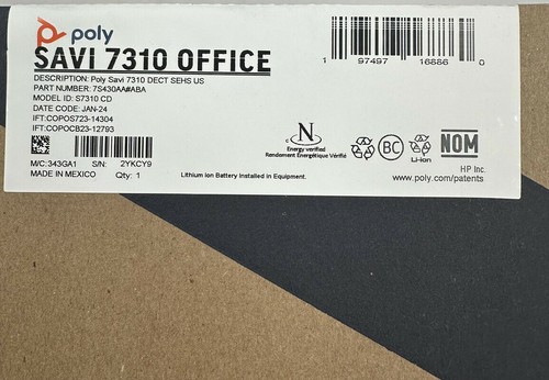 HP POLY SAVI OFFICE ZESTAW SŁUCHAWKOWY MONAURALNY 7310 DECT SEHS US 7S430AA#ABA