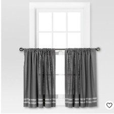 36"x42" Light Filtering Cafe Curtain Set  Gray/Cream - Threshold  