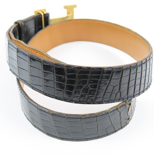 Cinturón de cuero HERMES Constance negro marrón dorado talla 80 auténtico vin... - Imagen 2 de 11