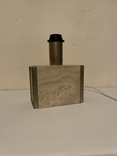 Vintage Travertine Lamp - Brass Plated Trim - Italy - c1970s - Picture 2 of 8