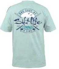 Salt Life Salty Cast S/S Pocket Crew 100% Cotton Preshrunk Mint M Saltlife NWT